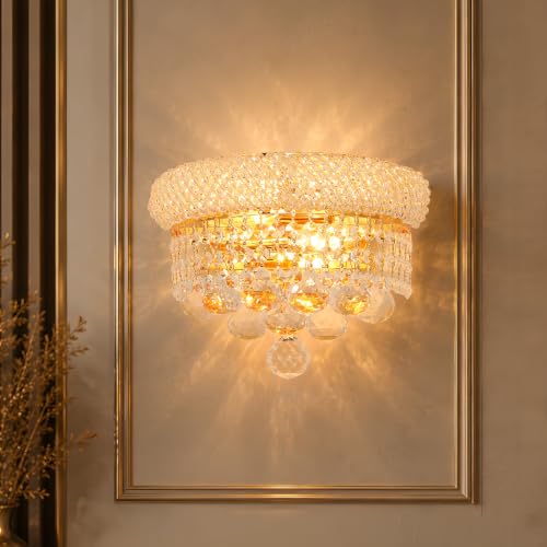 2 Lights Empire Crystal Wall Sconce Light for Living Room