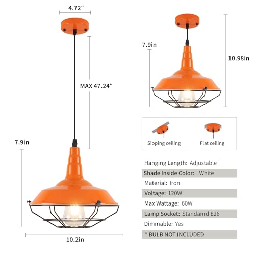 Farmhouse Orange Pendant Light (3 Count)