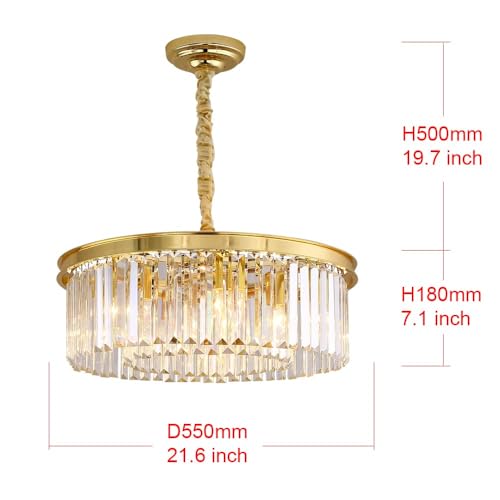 Gold Crystal Chandeliers Modern Contemporary Ceiling Lights Fixtures Pendant Lighting Dining Room Living Room Chandelier D21.6