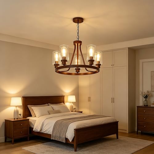 Farmhouse Faux Wood Chandelier (72 Count)
