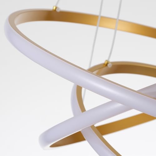 LED Modern 3 Ring Chandeliers 24inch Dimmable Kitchen Pendant Light