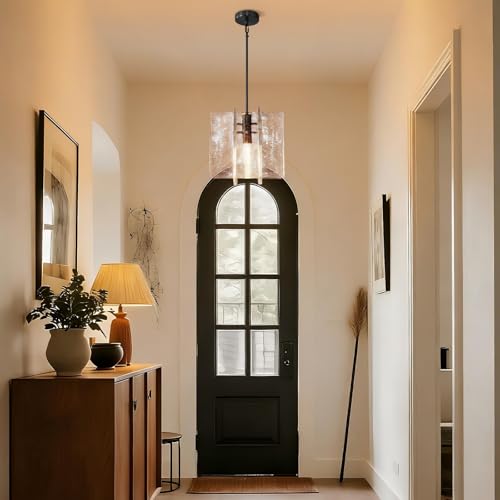 Modern Large 12 in Black Water Ripple Glass Kitchen Island Pendant Light Fixtures