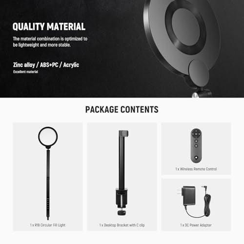 Basics 18W 7" Desktop Ring Light with Stand for Desk