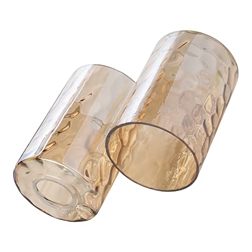 3 Pack Amber Hammered Water Ripple Glass Shade Replacement (3 Count)