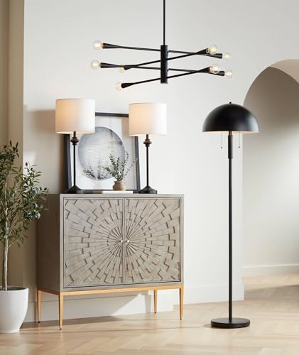 Lynn 26" Tall Buffet Table Lamps Set of 2 Black Metal Skinny Modern (2 Count)