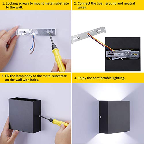 Mini Black Metal 10W Cool White Up Down LED Wall Sconce 2 Pack (2 Count)