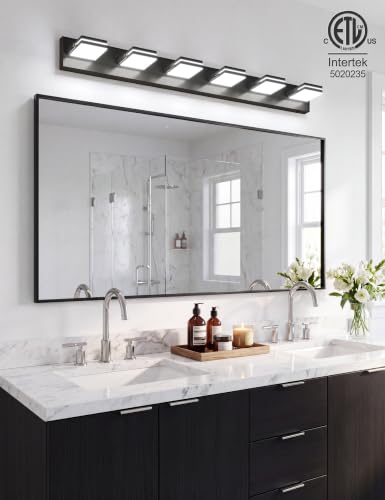 6 Light Bathroom Vanity Light (Black-5CCT / 42-Inch)
