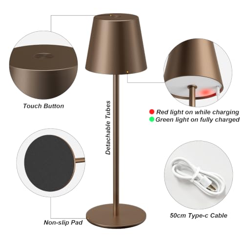 Brown Cordless Table Lamp Rechargeable