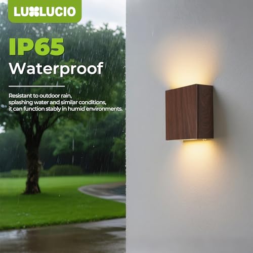 Walnut Wood Grain Indoor Outdoor Up and Down Wall Sconce