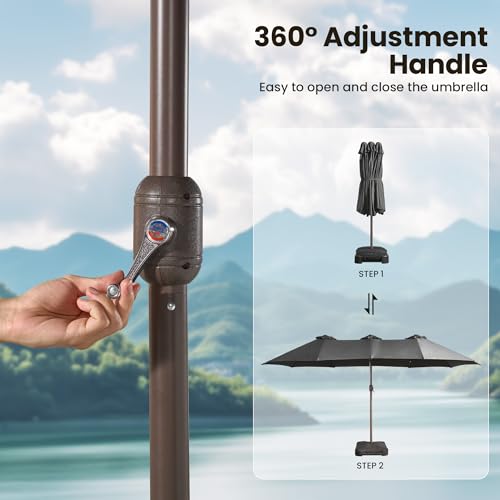 15FT Patio Umbrella With Multicolor Solar Light