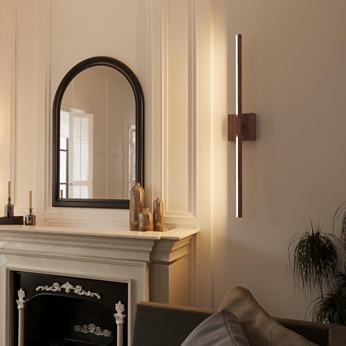 Walnut Battery Operated Wall Sconce with Remote Control 36 Inch