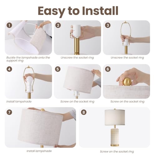 25" Ceramic Touch Table Lamp Set of 2 for bedroom and Living Room White (2 Count)
