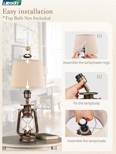 18.72" Black Gold Lantern Flickering Flame Table Lamps Set of 2 (2 Count)