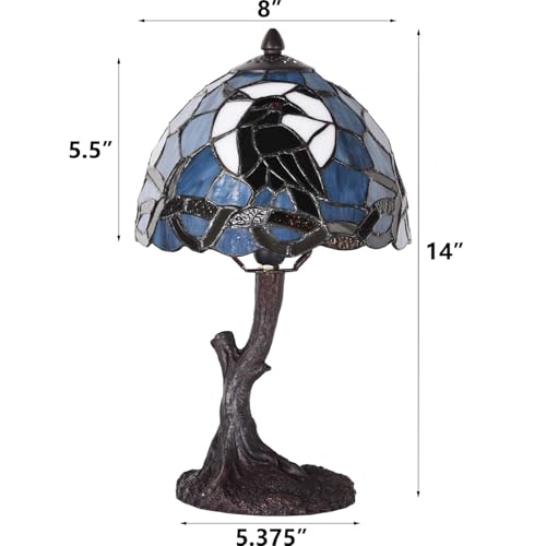 L12010 Raven Tiffany Style Stained Glass Table Lamp