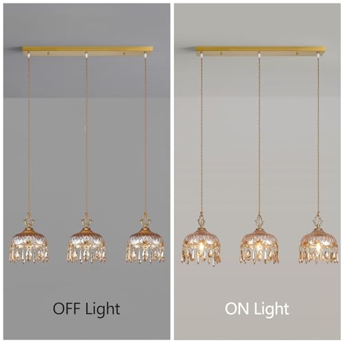3 Light Glass Pendant Light Crystal Hanging Light Fixtures