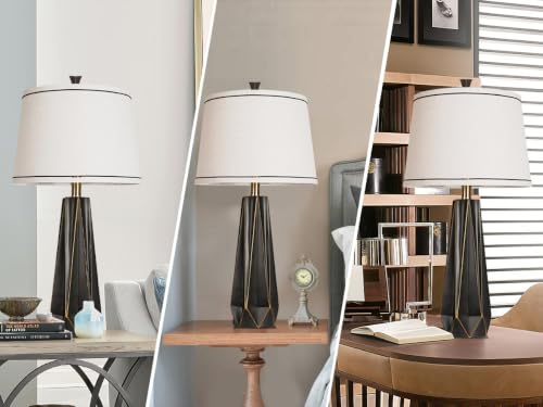 27" Black Gold Rim Resin Table Lamp (2 Count)