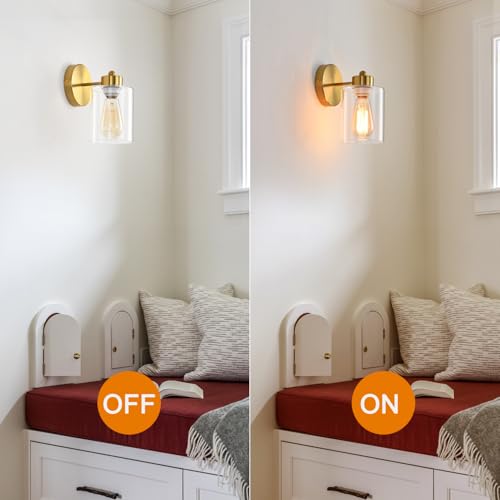 Metal Sconces Wall Lighting with Clear Glass Shade (2 Count)