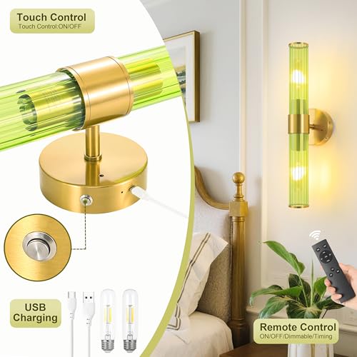 Gold Battery Operated Wall Sconces Set of 2 (2 Count)