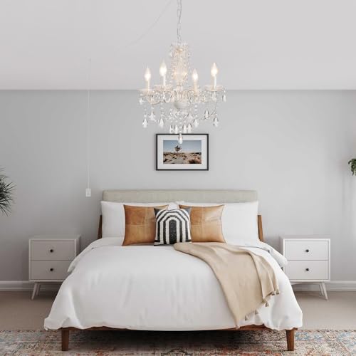 Plug in Crystal Ceramic White Chandelier