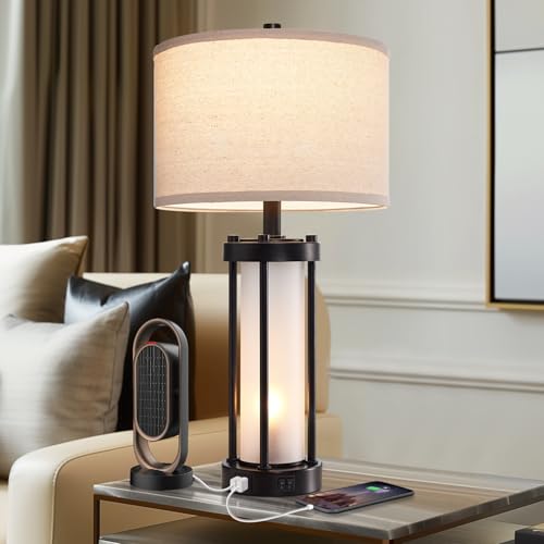 Modern Table Lamps for Living Room with 2 USB Charging Ports
