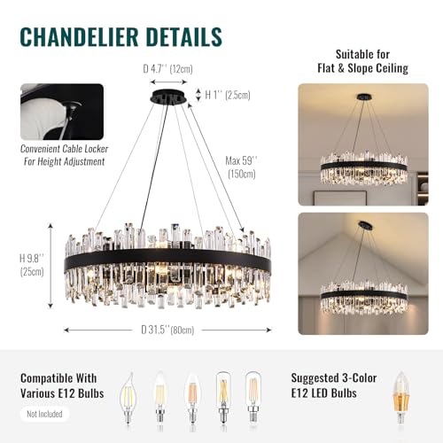 Modern Black Crystal Chandelier