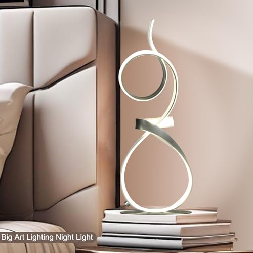 Sand Nickel 21inch 20W 2700LM Modern Bedside Table with Lamp Luxury LED Table Lamps 3 Color Touch Dimmer for Living Room with Remote Control
