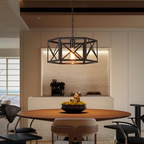 Rustic Farmhouse Plug in Pendant Light Fixture with Adjustable Chain