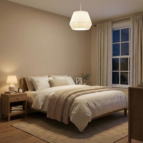 White Fabric Pendant Light Shade