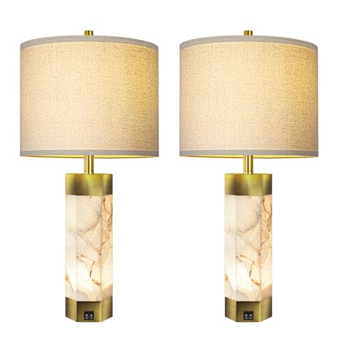 27" Alabaster Table Lamps Set of 2 (2 Count)