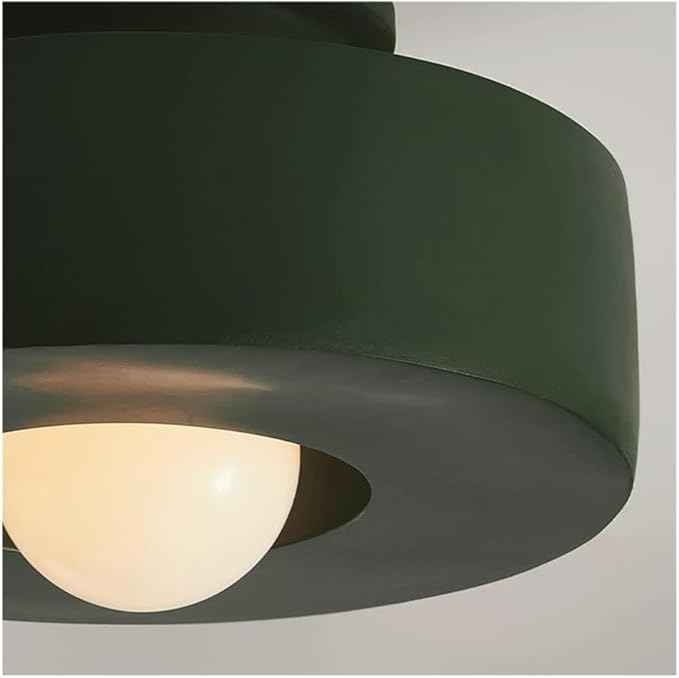 Japanese Wabi-sabi Style Resin Ceiling Light Fixture - 11.81 Inch Semi Flush Mount Ceiling Lighting for Hallway, Kitchen, Corridor, Bedroom, Entryway, Porch, Foyer(Green)