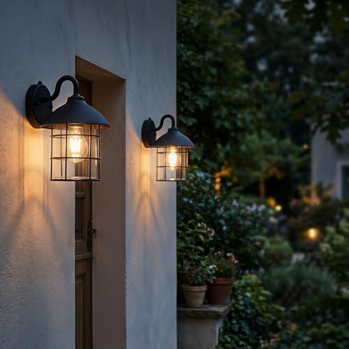Dusk to Dawn Outdoor Wall Lights (Black / 1 Pack)
