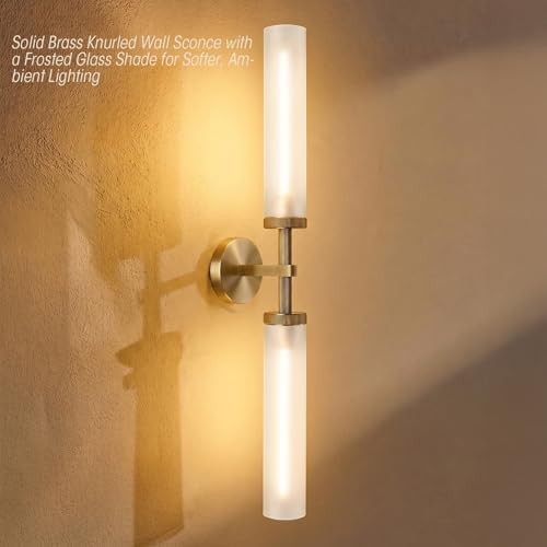 30" Knurled Brass 2 Light Wall Sconces