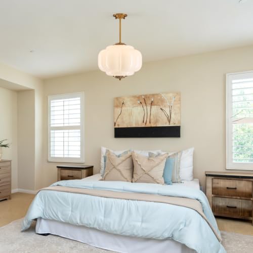 Semi Flush Mount Ceiling Light (Milk White 15")