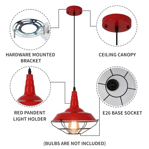 Farmhouse Red Pendant Light (3 Count)
