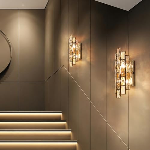 Gold K9 Crystal Wall Sconce with Touch Switch for Bedroom