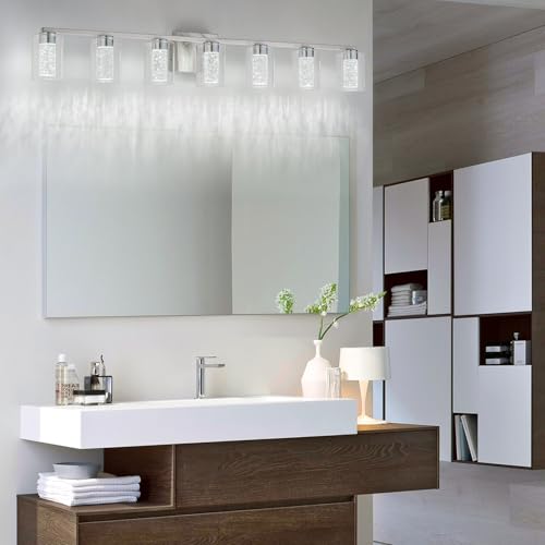 7 Light Brushed Nickel Vanity With 3 Color Modes (7 Count)