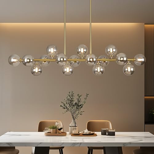 55" Long Brass Gold Chandeliers for Dining Room Kitchen Island