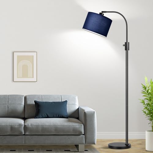 Upgraded Modern Arc Dimmable Tall Standing Floor Lamp with Blue Shade