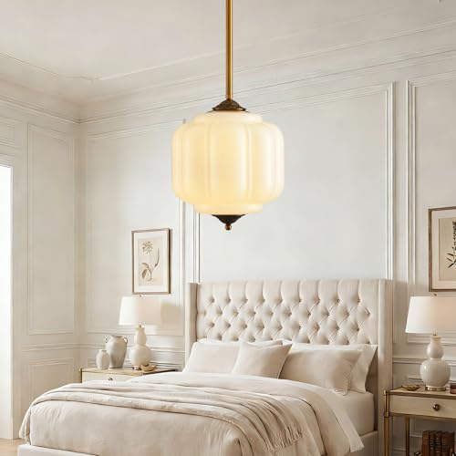 10 Inch Vintage Milk Glass Ceiling Light Fixture