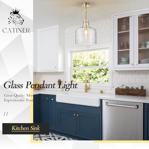 12" Farmhouse Seeded Glass Pendant Light