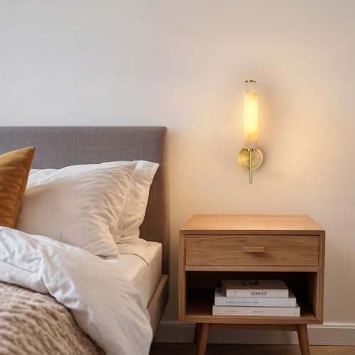 Modern Brass Alabaster Wall Sconces