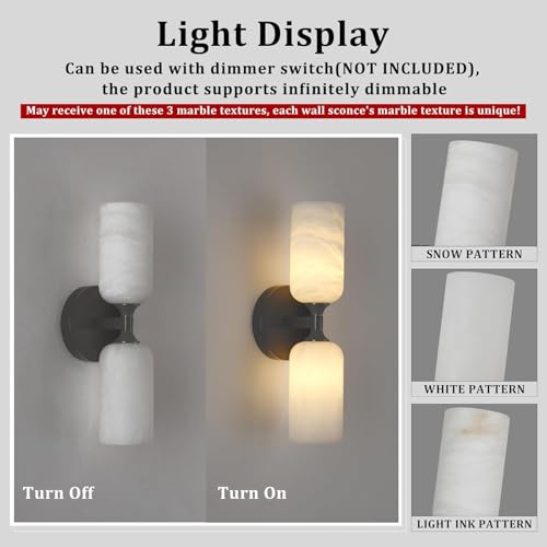 14in Modern Spanish Natural Marble Bathroom Vanity Sconces (2 Count)