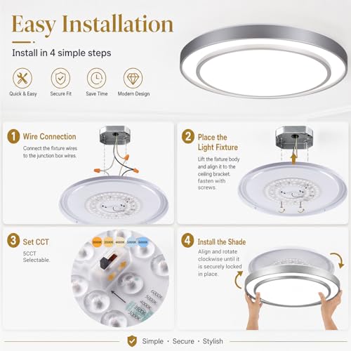 20Inch LED Flush Mount Ceiling Light (Silver / 20Inch)