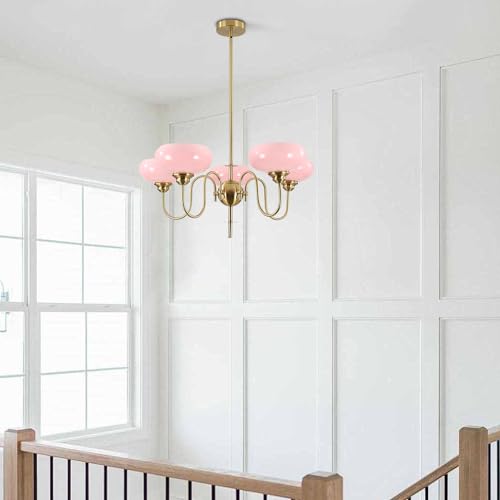 Pink Sputnik Chandelier Gold 5