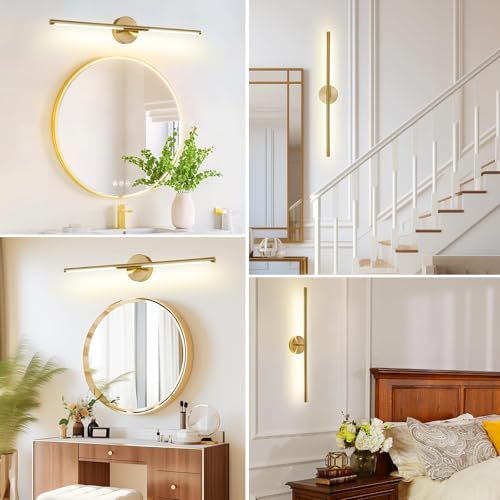 Gold Bathroom Light Fixtures Over Mirror 36 Inch