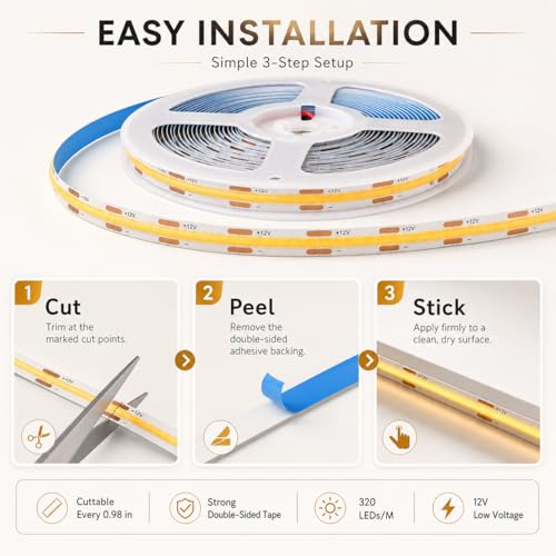 COB LED Strip Lights (6 X 3.3ft warmwhite / 3.3ft)