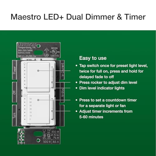 Maestro LED+ Dual Dimmer and Timer Switch (2 Count)