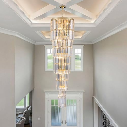 Luxury Modern Long Staircase K9 Chandeliers Gold Top Design 10