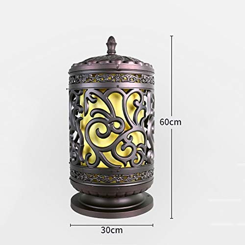 Creative Cylinder Exterior Rainproof Pillar Light Traditional E27 Landscape Waterproof Outdoor Column Lamp Street Post Lanterns Patio Villa Garden Balcony Gate Street Lighting with Marble