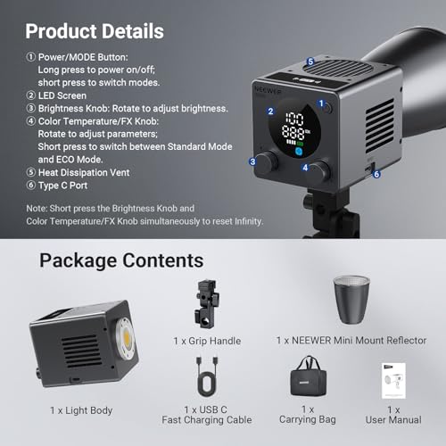 60W Mini LED Video Light with 50Wh Battery